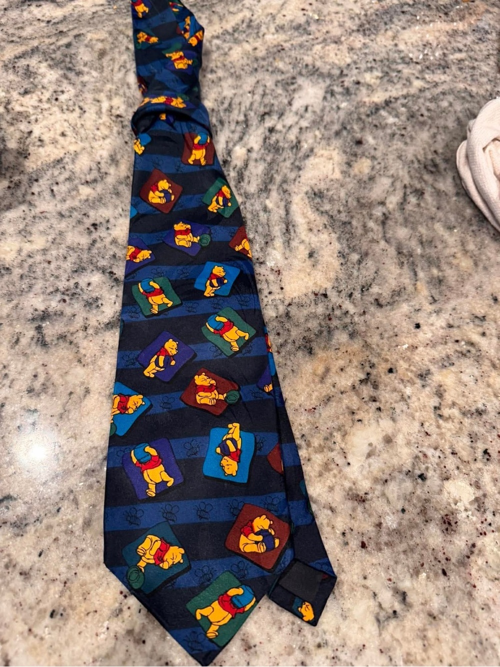 Winnie the Pooh Pattern Navy Blue Men’s Tie